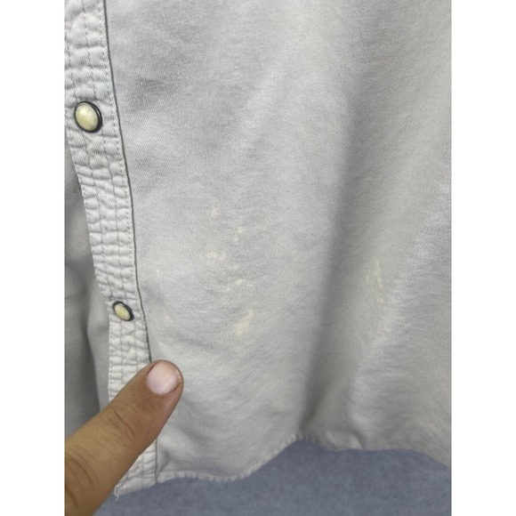 Lucky Brand Shirt Men's XL Gray Pearl Snap Short Sleeve Button Up Washed & Worn - Picture 5 of 11